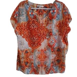 2/$35 Sale Cleo Colourful Bat wing Styled Top  EUC Sz M